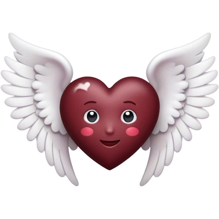 Deep maroon emoji heart with a little angel inside  emoji