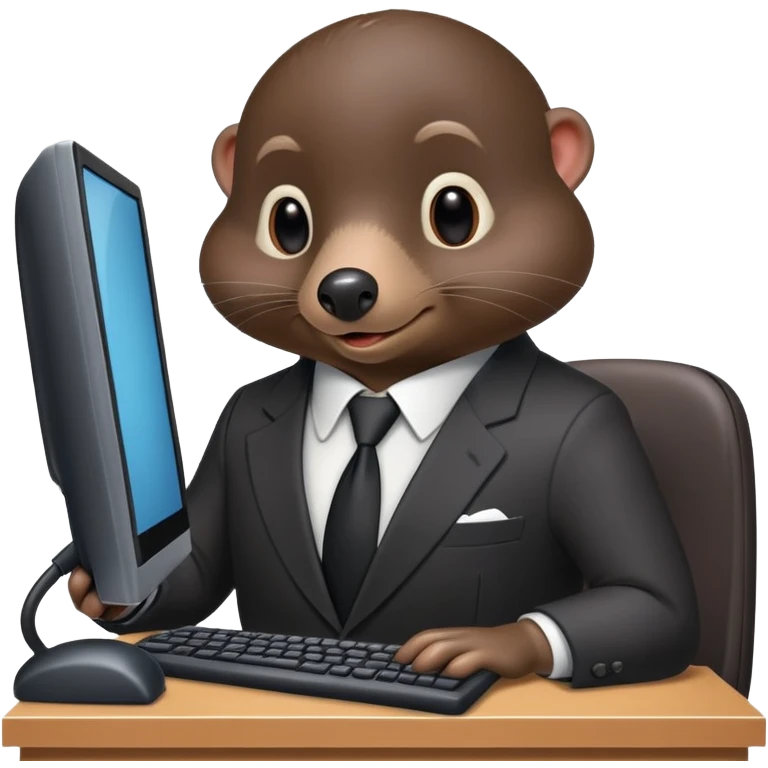 mole dressed like a spy using computer chat emoji