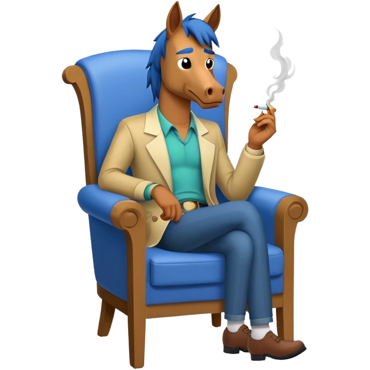 emoji with Bojack smoking on a chair emoji