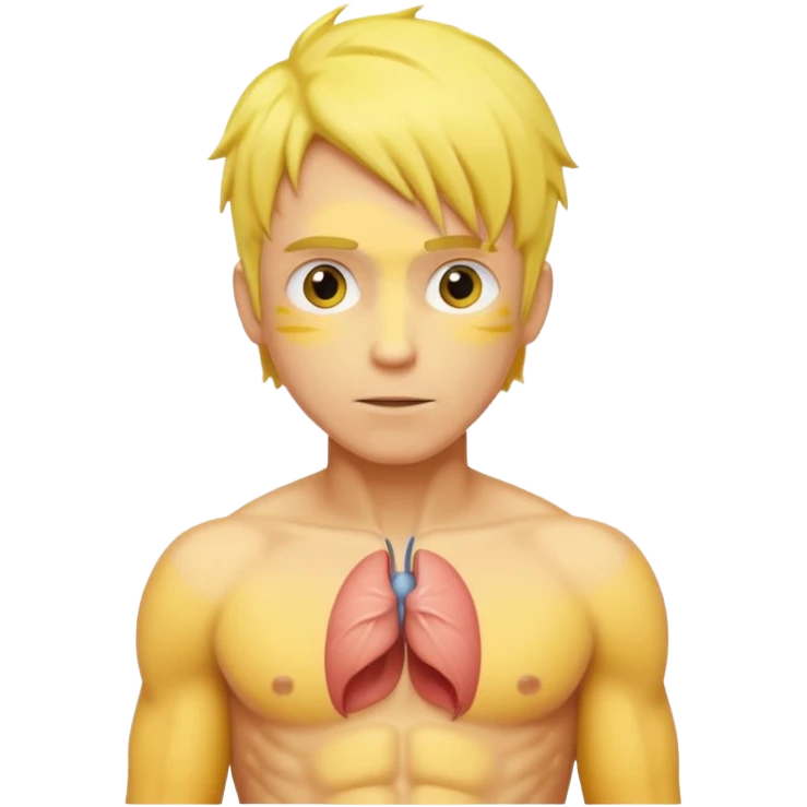 Male showing core stomach muscles yellow default skin and hair emoji