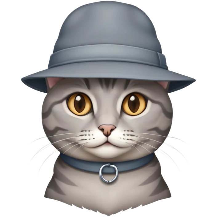 Grey cat wearing a hat emoji