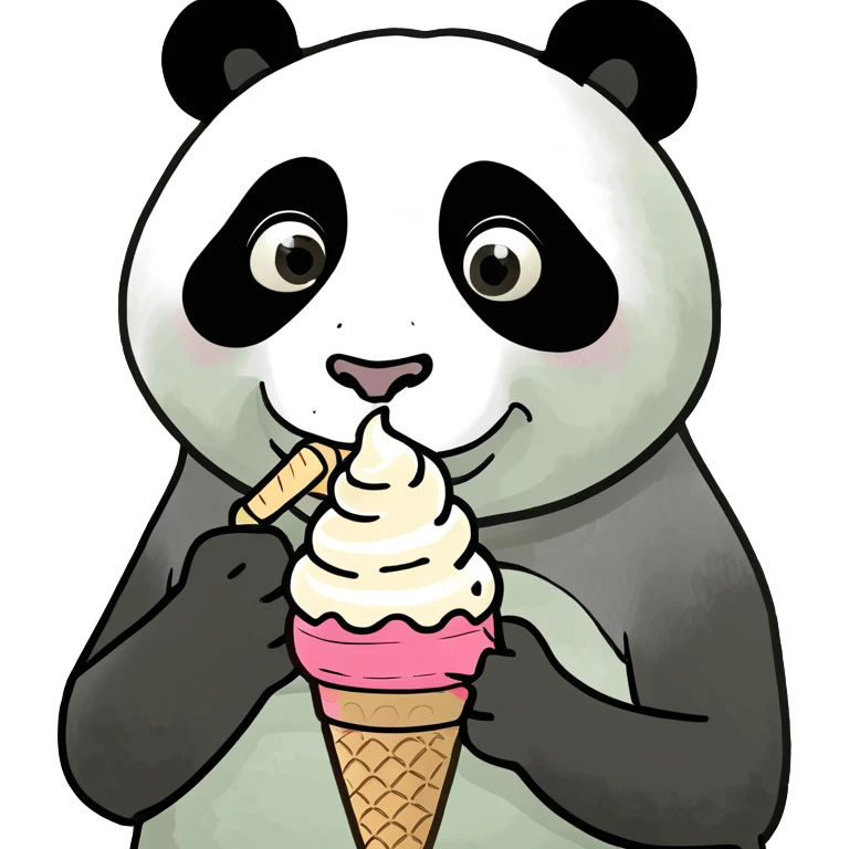 Panda eating ice cream emoji