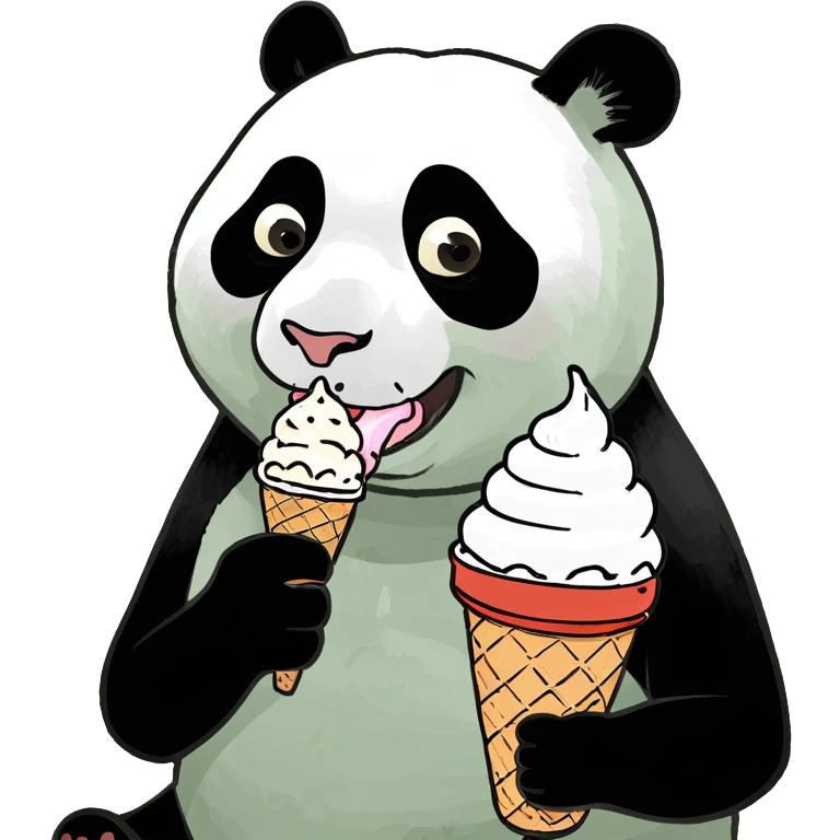 Panda eating ice cream emoji