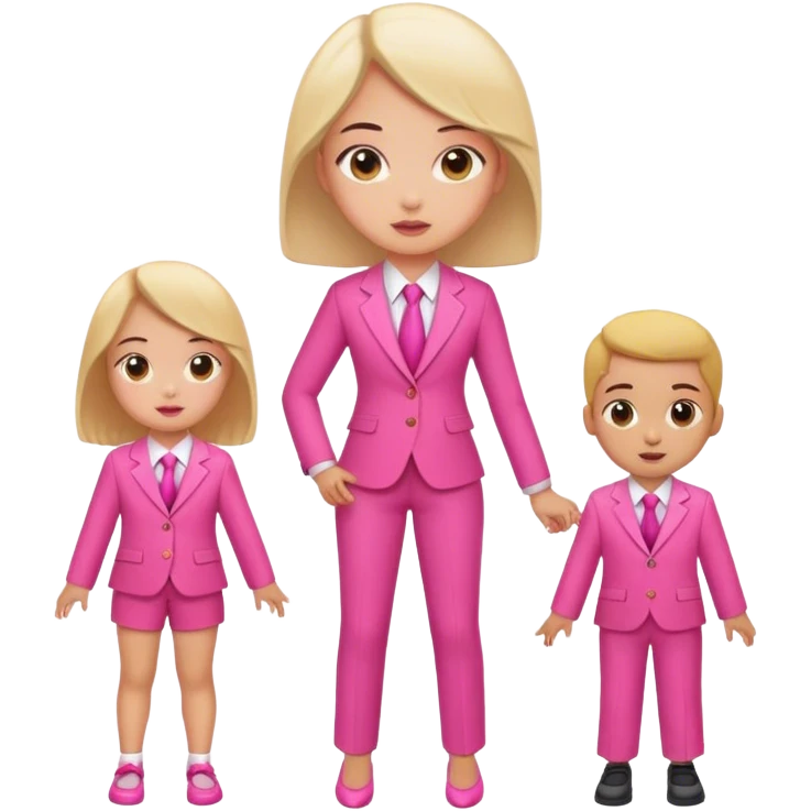 Brune girl pink suit with children emoji