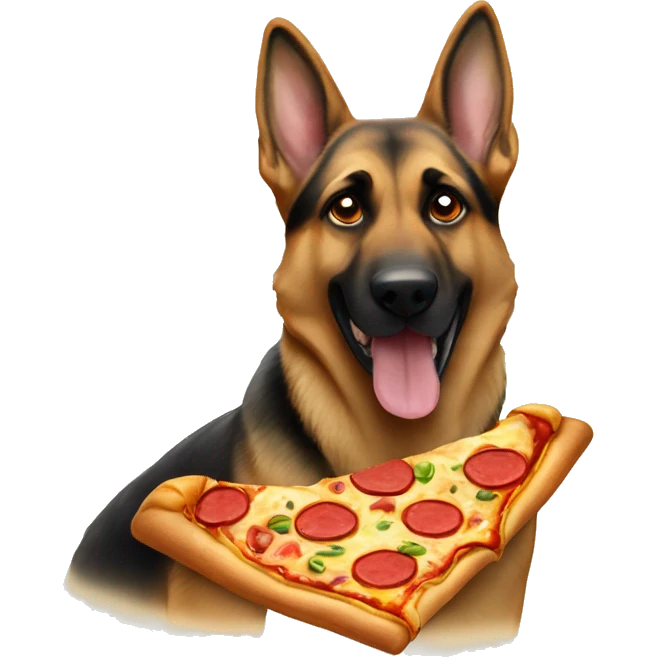 german sheperd eating pizza emoji