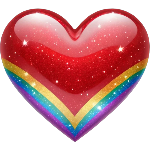 glitter heart with rainbow sparkles emoji