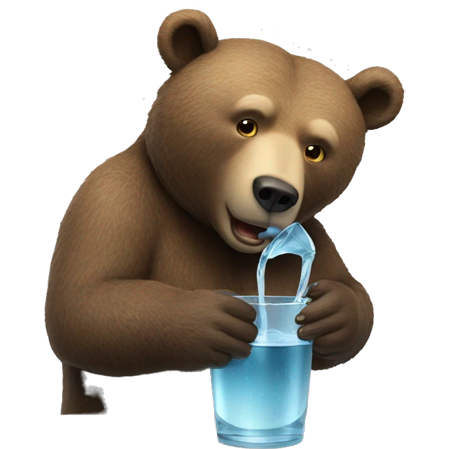 bear drinking water from glass emoji