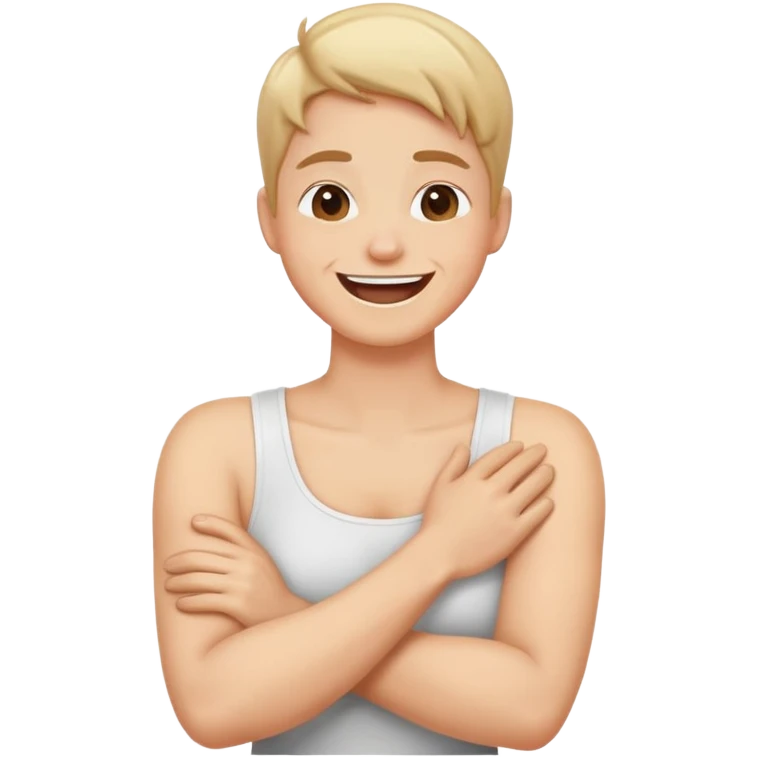 arms crossed holding neck laughing emoji