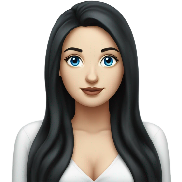 profle picture stunning curvy white woman, long black hair, blue eyes emoji