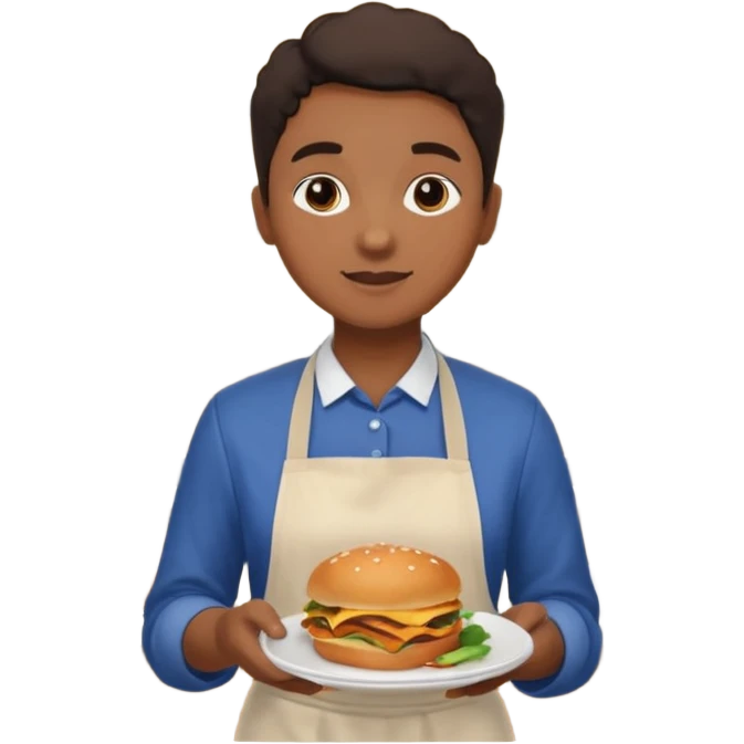 hazme una persona atendiendo una cafeteria universitaria sirviendo comida emoji