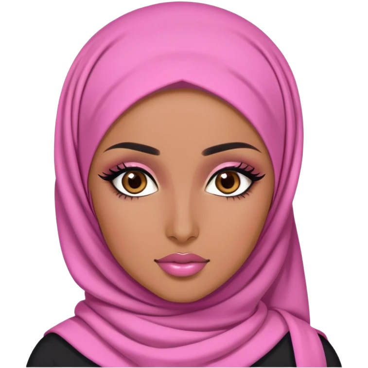 pink hijabi baddie,pretty, brown eyes, makeup, black eyeliner, long hair emoji