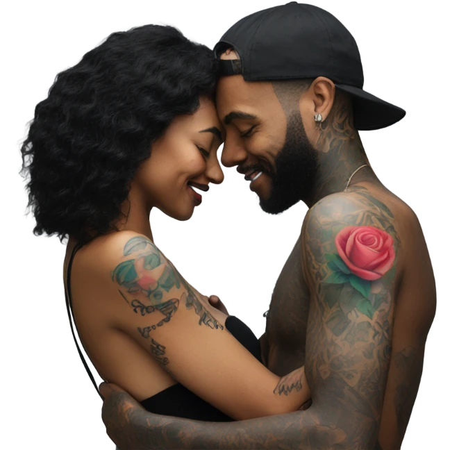 Photo model tattooed couple hugging  emoji