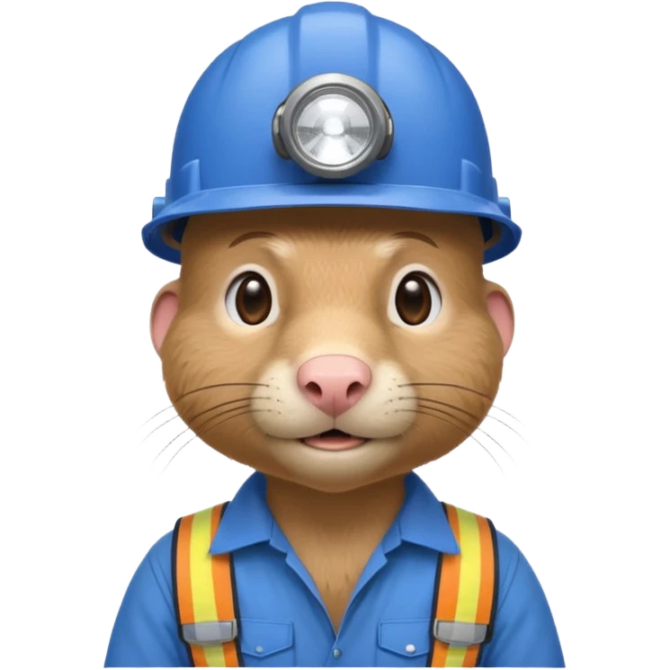 a mole rat, blue helmet, headlamp, worker cloth emoji