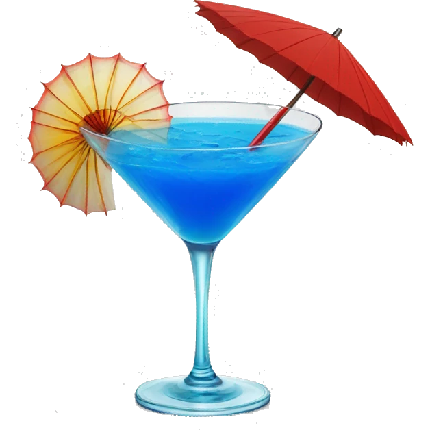 Blue Cocktail with a red parasol on top emoji