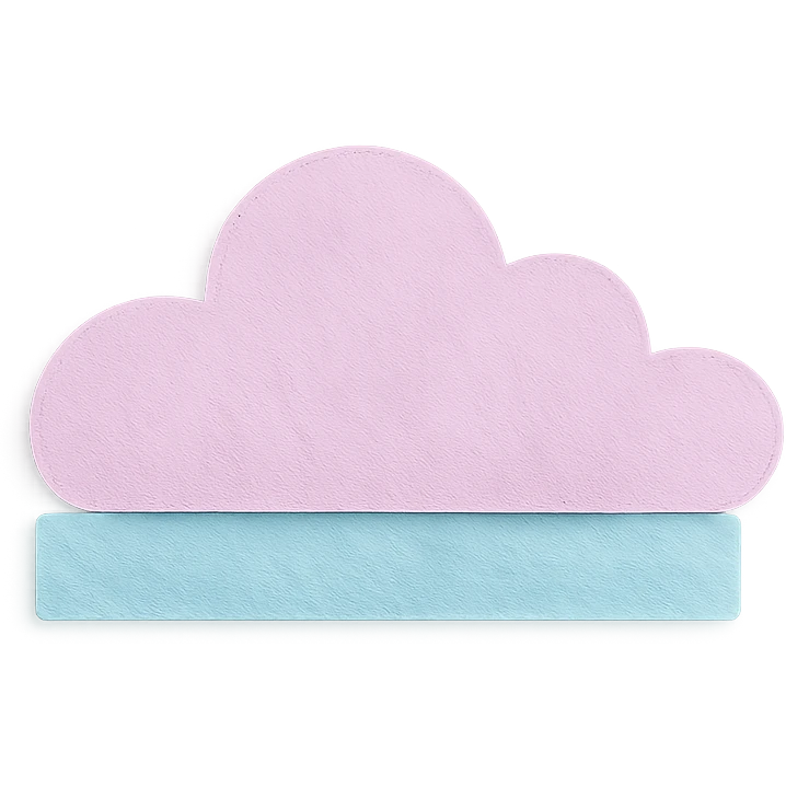 soft pastel fluffy cloud divider for journal pages, paper craft style, with a pastel blue background emoji