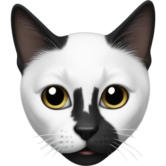 Black and white cat with black nose emoji