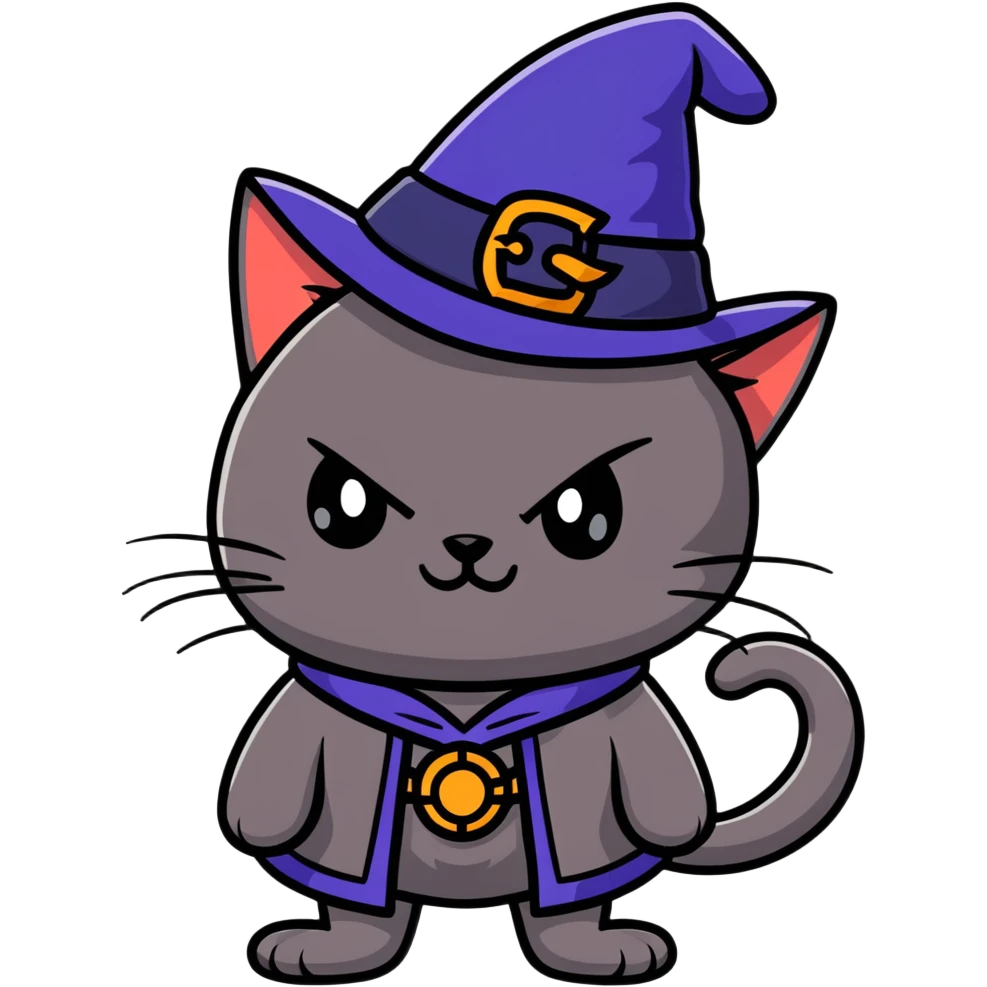 Black cat sorcerer’s apprentice emoji