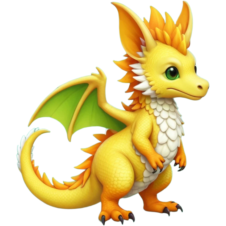 Orange-Banana-Pear-themed "Dutch Angel Dragon"-"Vernid"-"Trico"-furry-Fakémon-hybrid-creature (full body) emoji