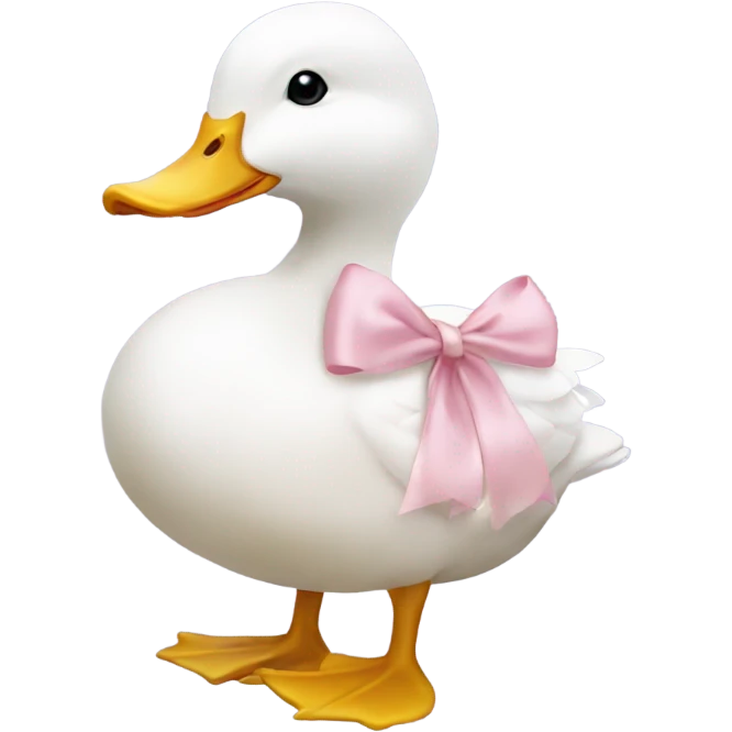 white duck with a pale pink bow emoji
