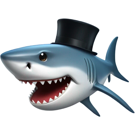 Shark with a top hat emoji