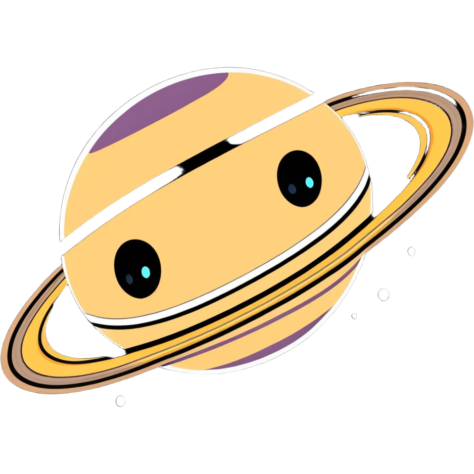 Saturn planet with a friendly face and visible rings emoji