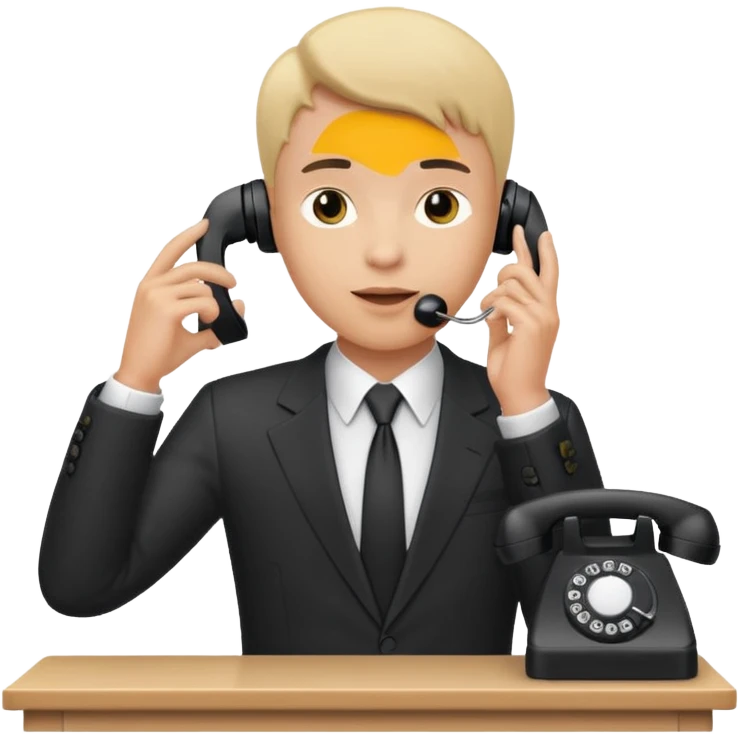 person standing at a desk, holding a telephone receiver to their ear, suggesting a phone call. emoji