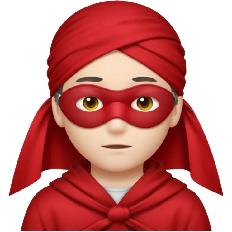 boy wearing red cloth over eyes emoji