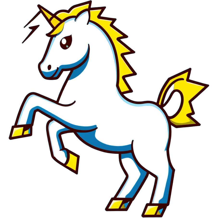 yellow fast electric horse made of electricity, bolts, visible yellow wires, lightning, blue electricity, dynamic galloping pose emoji