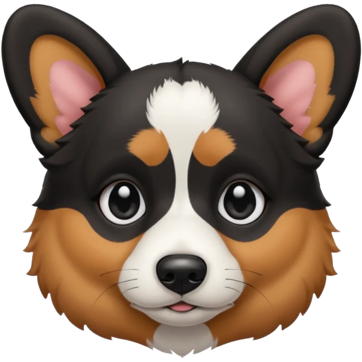 sad black tricolor corgi with no tail emoji