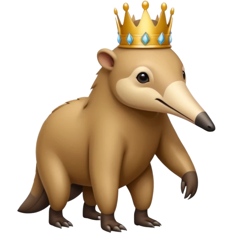 Anteater walking around and wearing a crown emoji