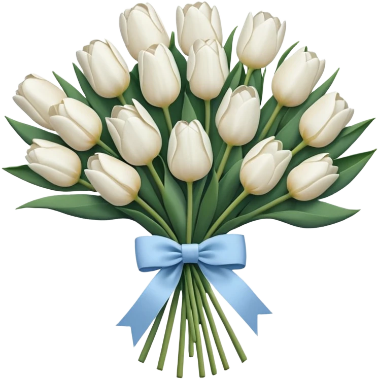White tulips bouquet with light blue navy bow emoji