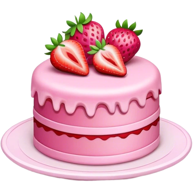 pink cake with strawberry emoji