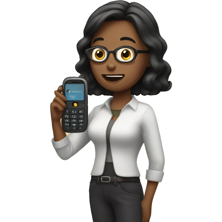 jenit holding a large phone and calling john pork emoji