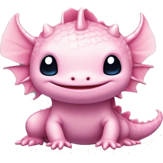 high detailed, high resolution, pink, cute, axolotl, stitch, chibi, sanrio, pokemon, like chinese dragon emoji