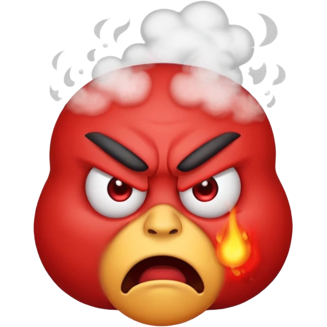 an angry emoji with steam coming out of the ears emoji