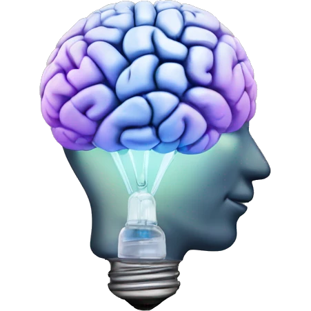 human brain with an idea lightbulb emoji