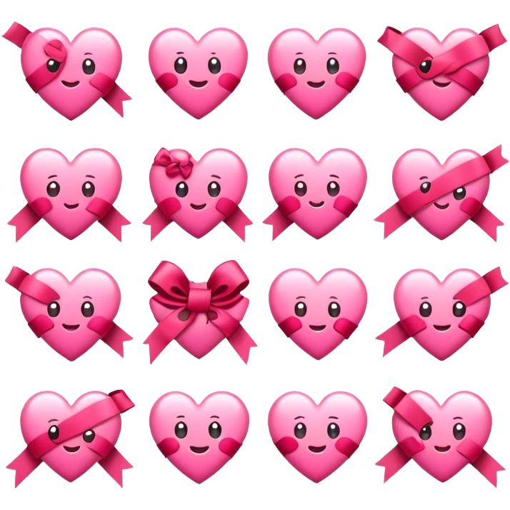 Cute hearts emojis love emojis with ribbons emoji