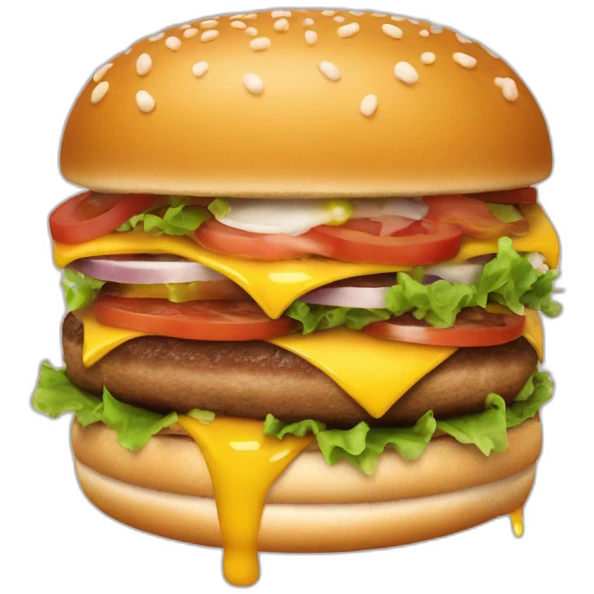 Emmanuel Macron mange un hamburger emoji