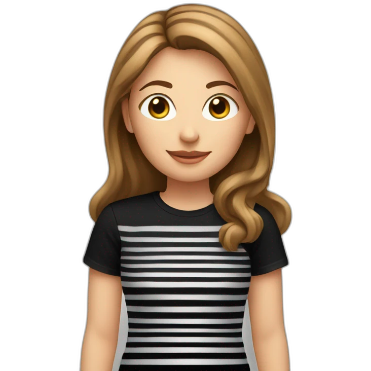light brown hair woman black stripy t-shirt emoji