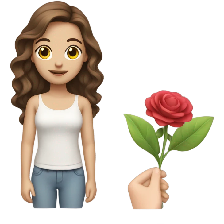 Brown hair model flower  emoji