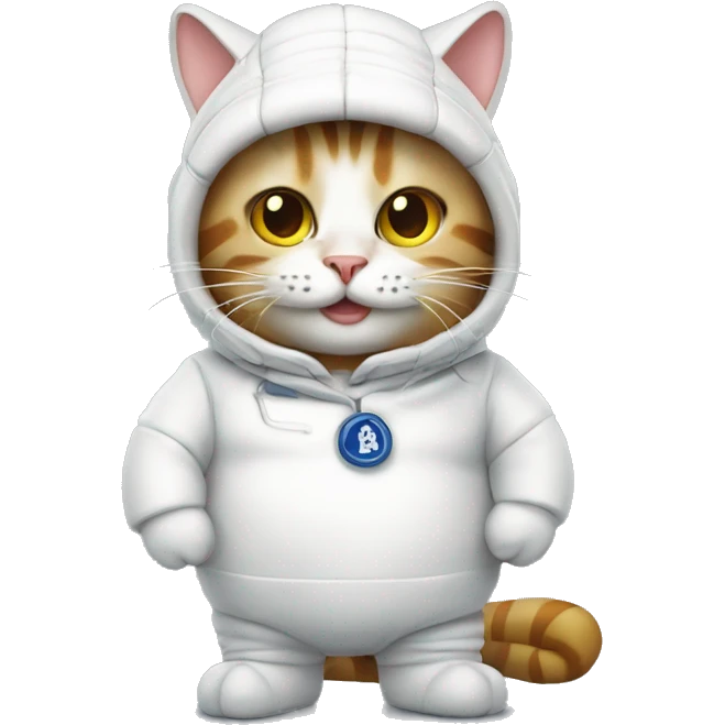 cat dressed in a michelin man costume emoji
