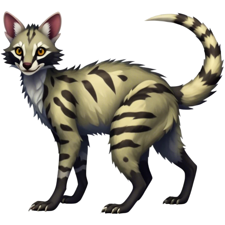 Feral Rare Fantasy dark vibrant Vernid-Sergal-Genet-species by LiLaiRa, random markings, tufted ears, full body, 4 legs emoji