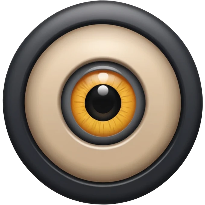 Minimalist emoji-style sticker of a peephole with a realistic eye looking out from inside. Black and gray tones, flat icon, centered eye.
 emoji
