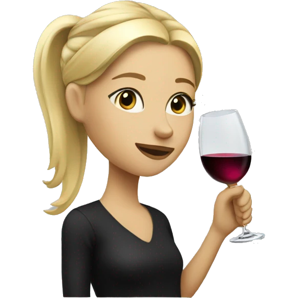 Blonde girl with ponytail drinking a glass of wine  emoji