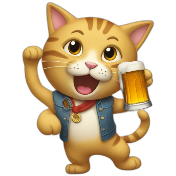 Un chat debout qui boit une biere emoji