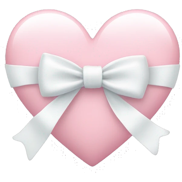 Pastel pink heart with white bow emoji
