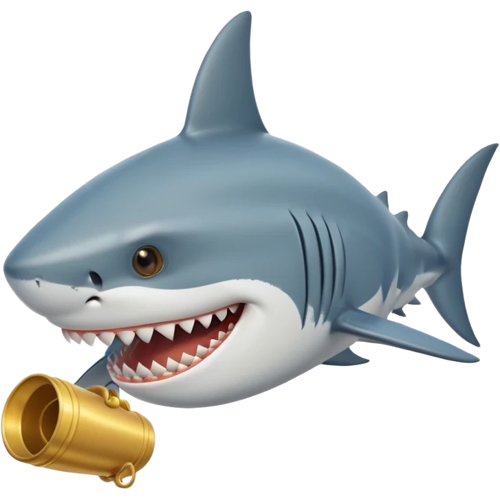 Shark with golden cilinder on his head smiling emoji