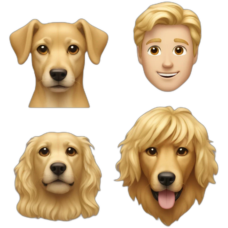 morph a golden dog and a blonde guy emoji