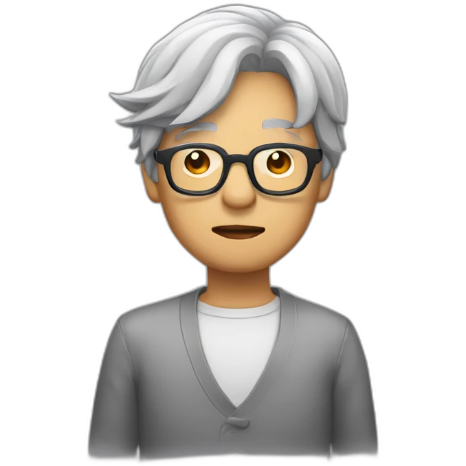 Chinese grey hair wear glasses thumb down emoji