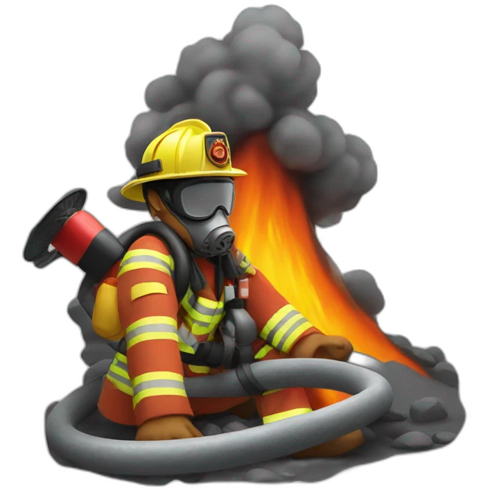 Firefighter extinguishing a vulcano emoji
